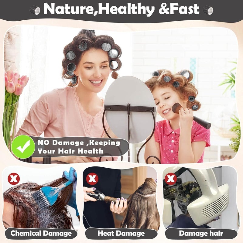 Tetutor Thermal Rollers for Hair, 24PCS Jumbo Rollers Hair Curlers with Clips, Large Roller with 63mm 48mm 36mm Self Grip Thermal Hair Roller for Long Medium Short Hairs Volume - Image 5